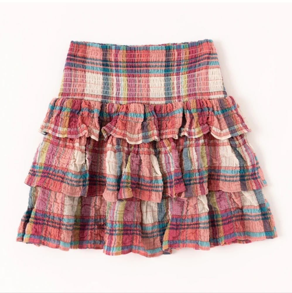 NWT Kidpik Plaid Ruffle Skirt Size S-7/8